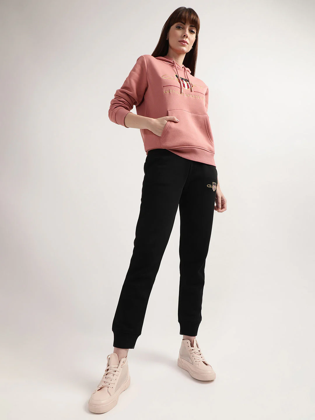 Gant Women Pink Printed Hooded Sweatshirt - Image 5