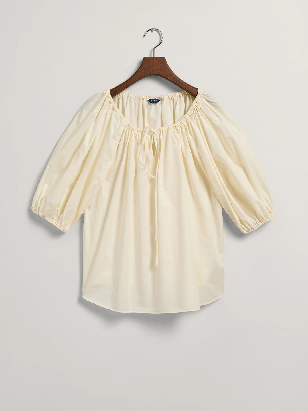 Gant Round Neck Puff Sleeves Cotton Top - Image 5