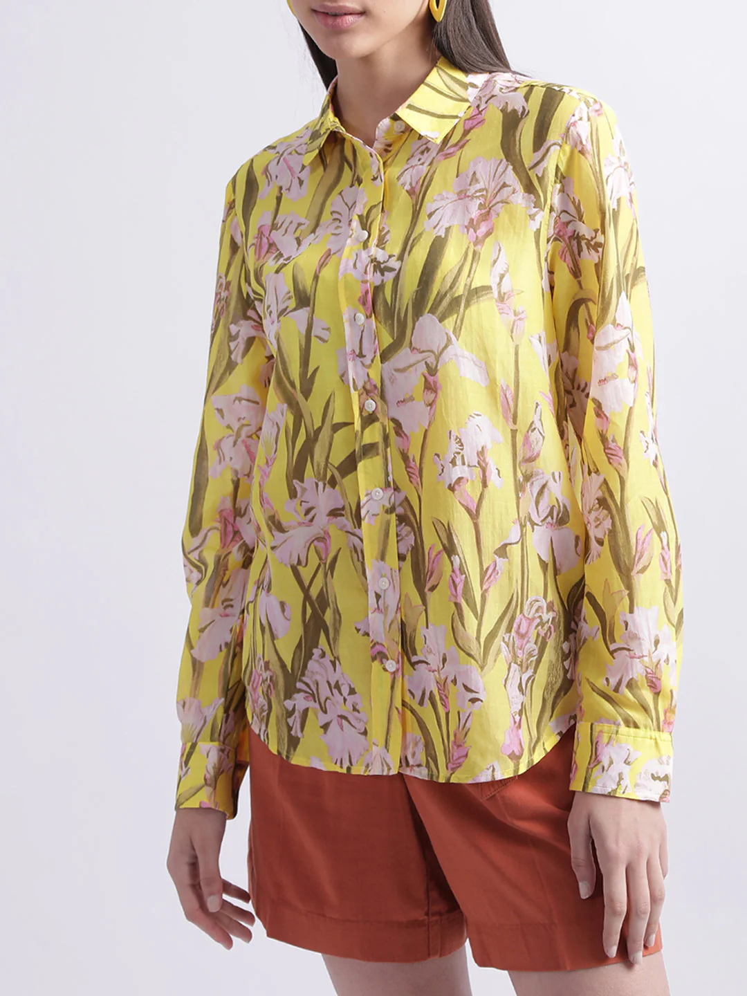 Gant Canary Yellow Floral Print Regular Fit Shirt - Image 2