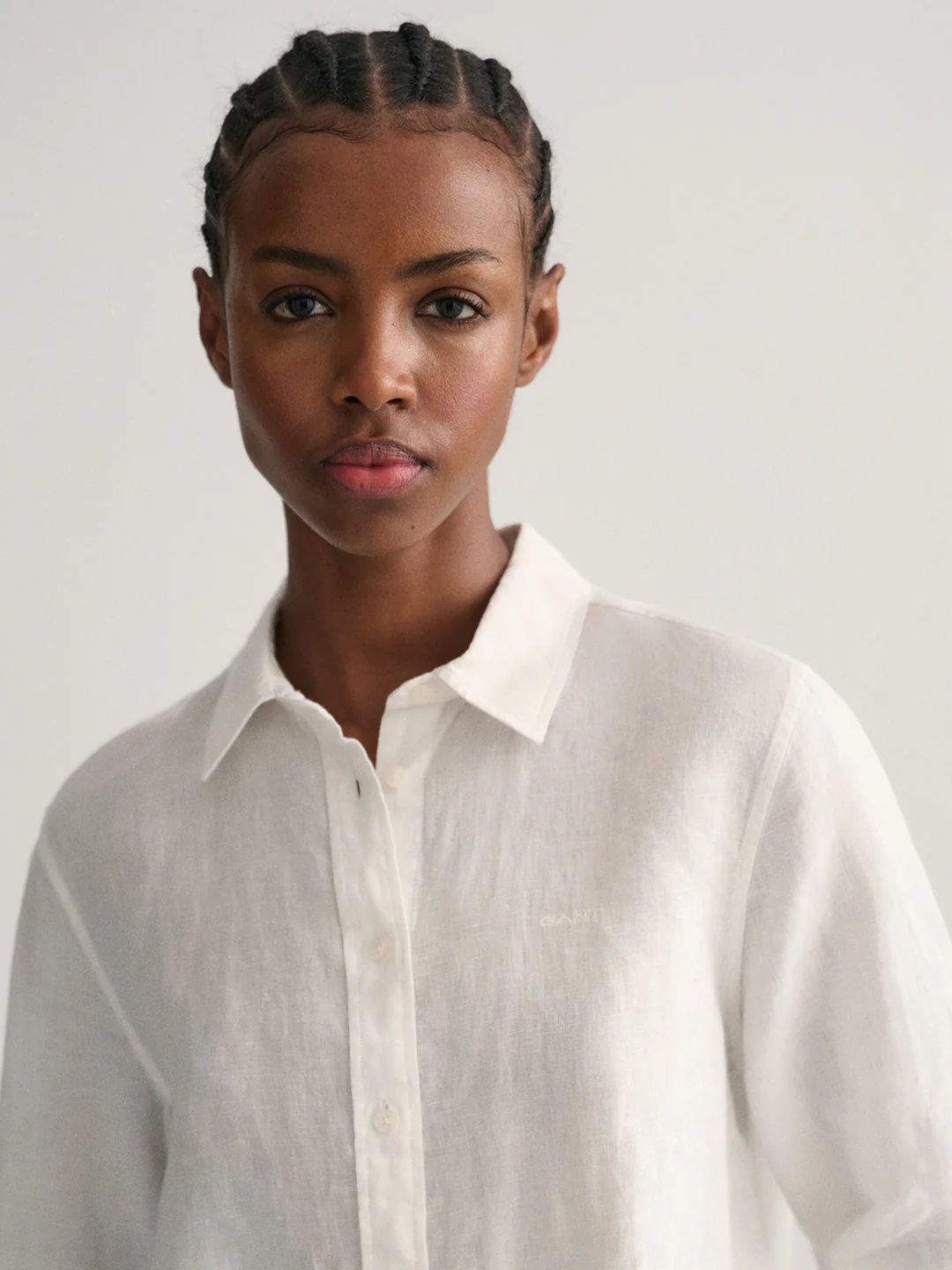 Gant Women White Regular Fit Solid Linen Shirt - Image 3