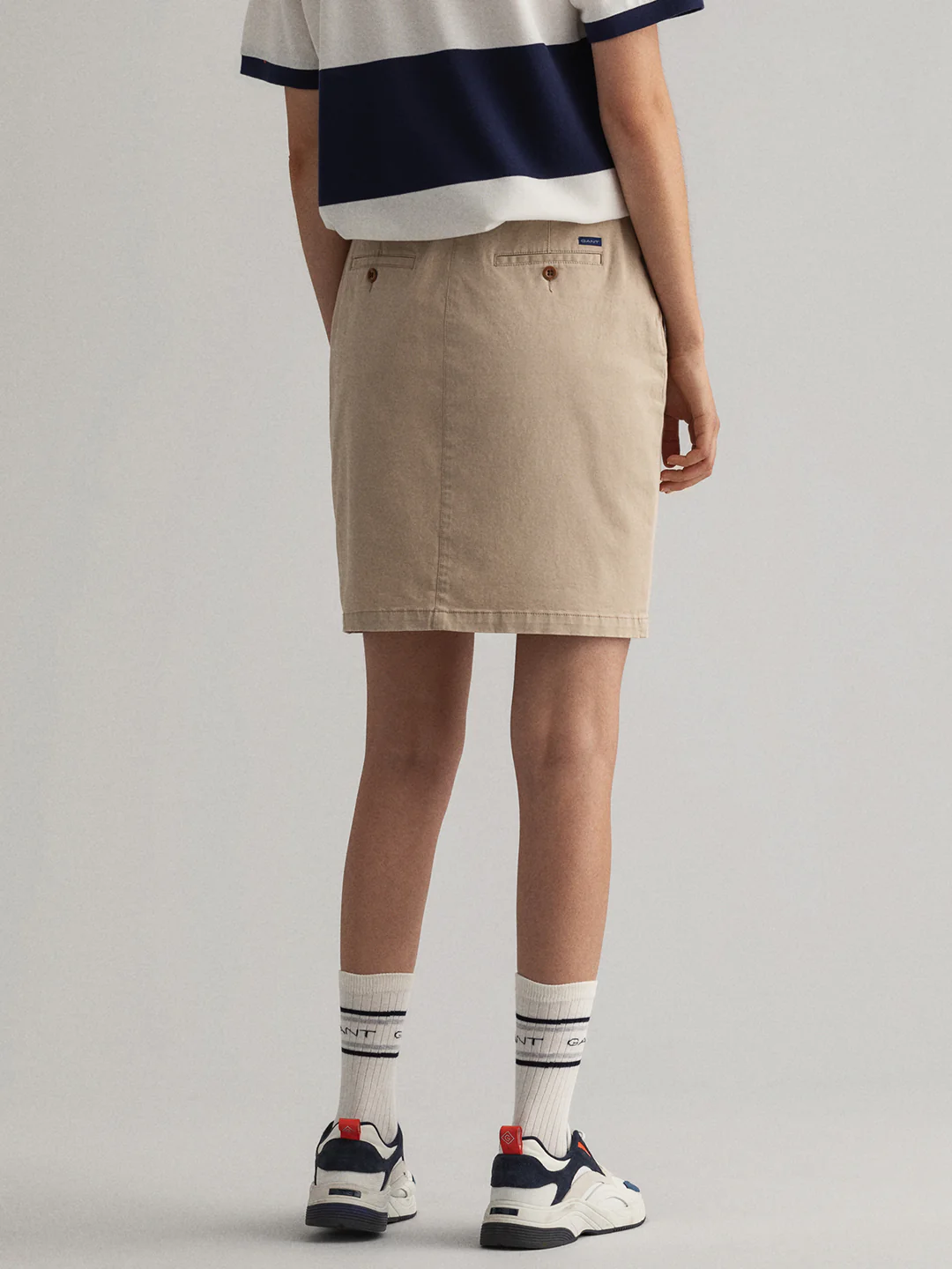 Gant Women Khaki Solid Straight Above-Knee Chino Skirt - Image 2