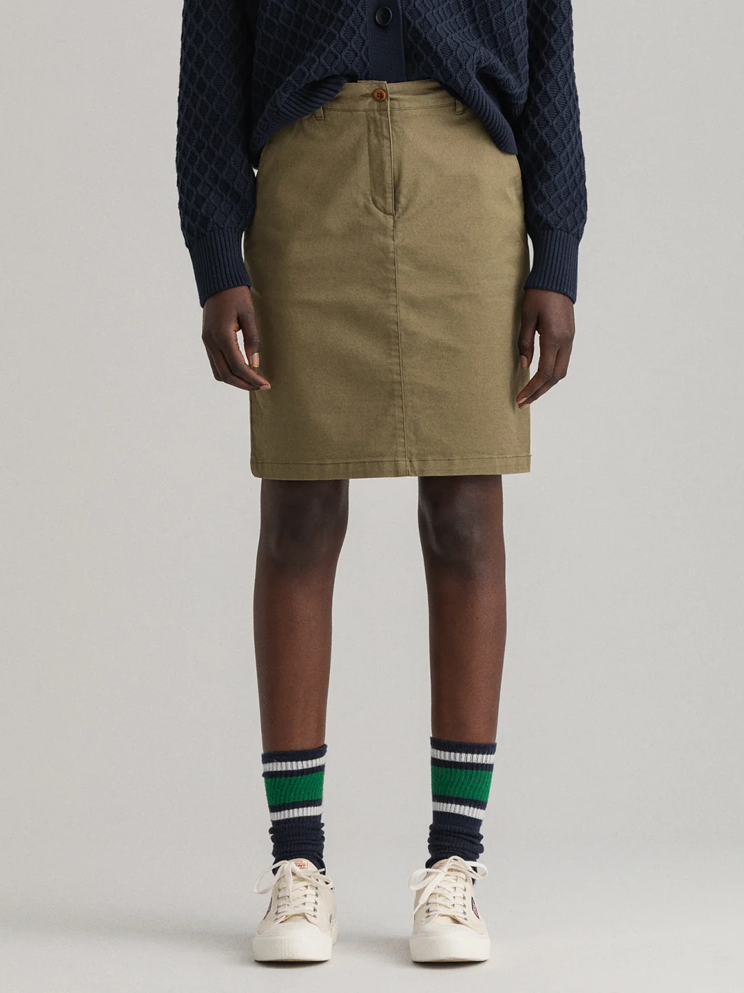 Gant Women Khaki Solid Above Knee-Length Straight Skirt