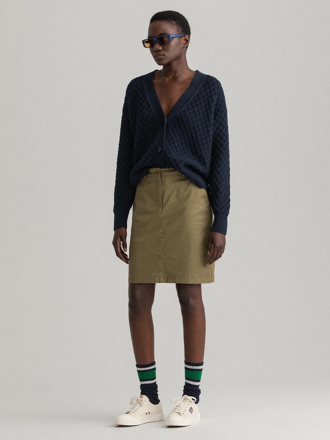 Gant Women Khaki Solid Above Knee-Length Straight Skirt - Image 3