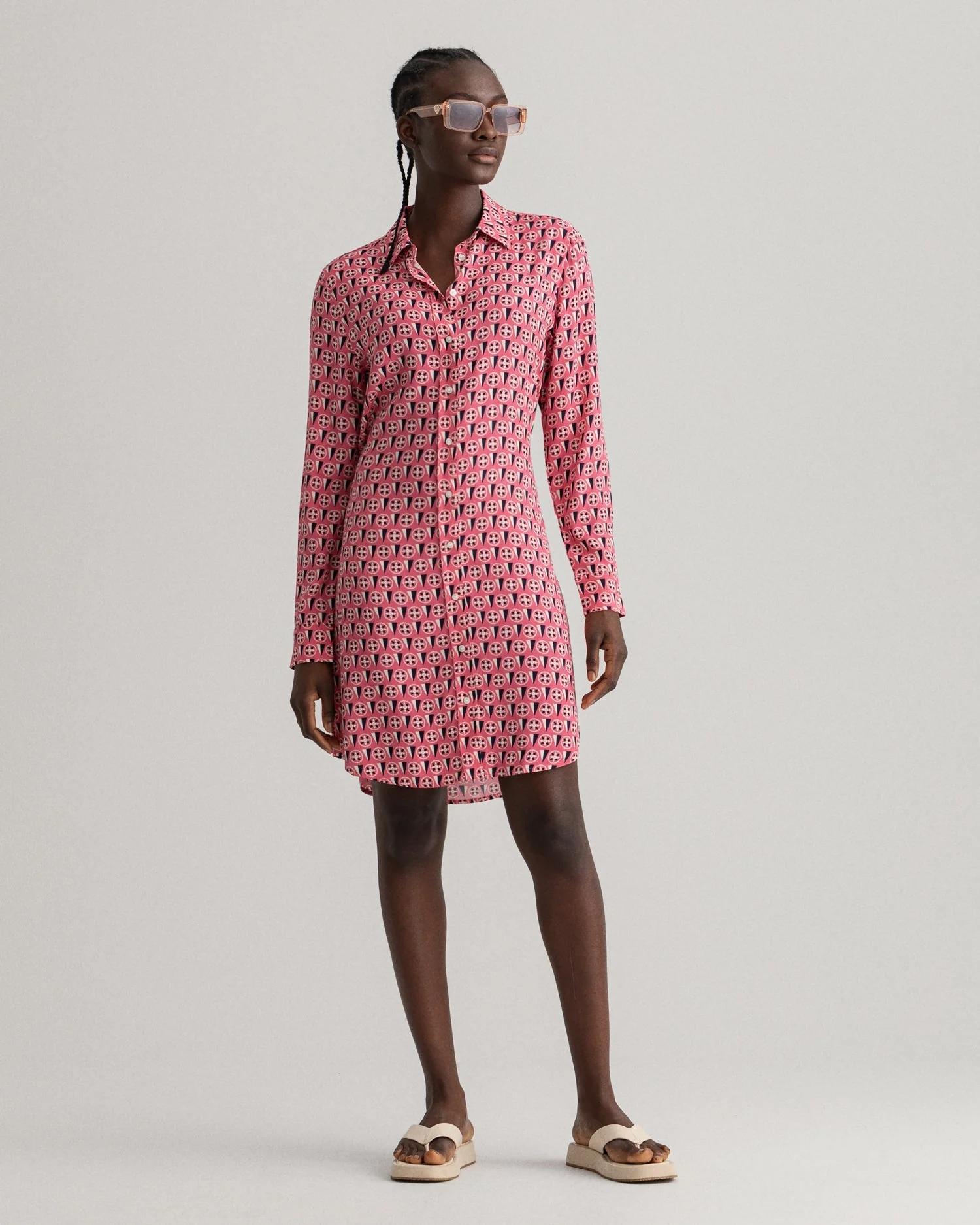Gant Pink Geometric Shirt Dress - Image 3