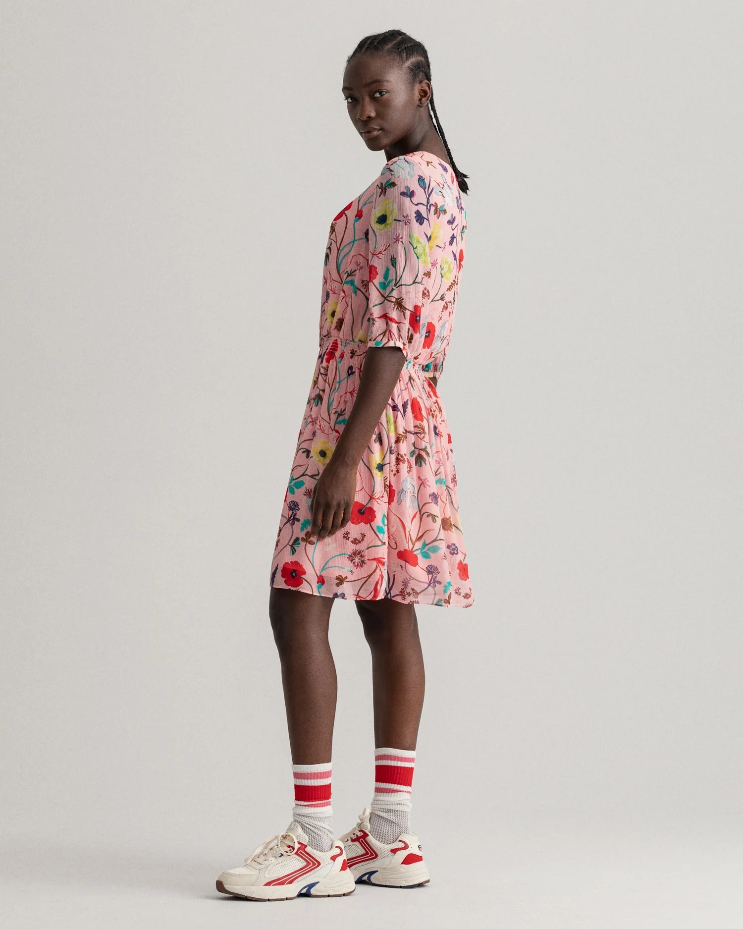 Gant Women Pink  Red Floral Boat Neck Fit  Flare Dress - Image 2
