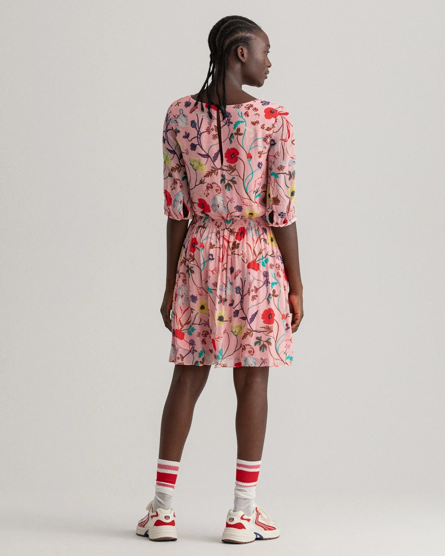 Gant Women Pink  Red Floral Boat Neck Fit  Flare Dress - Image 4