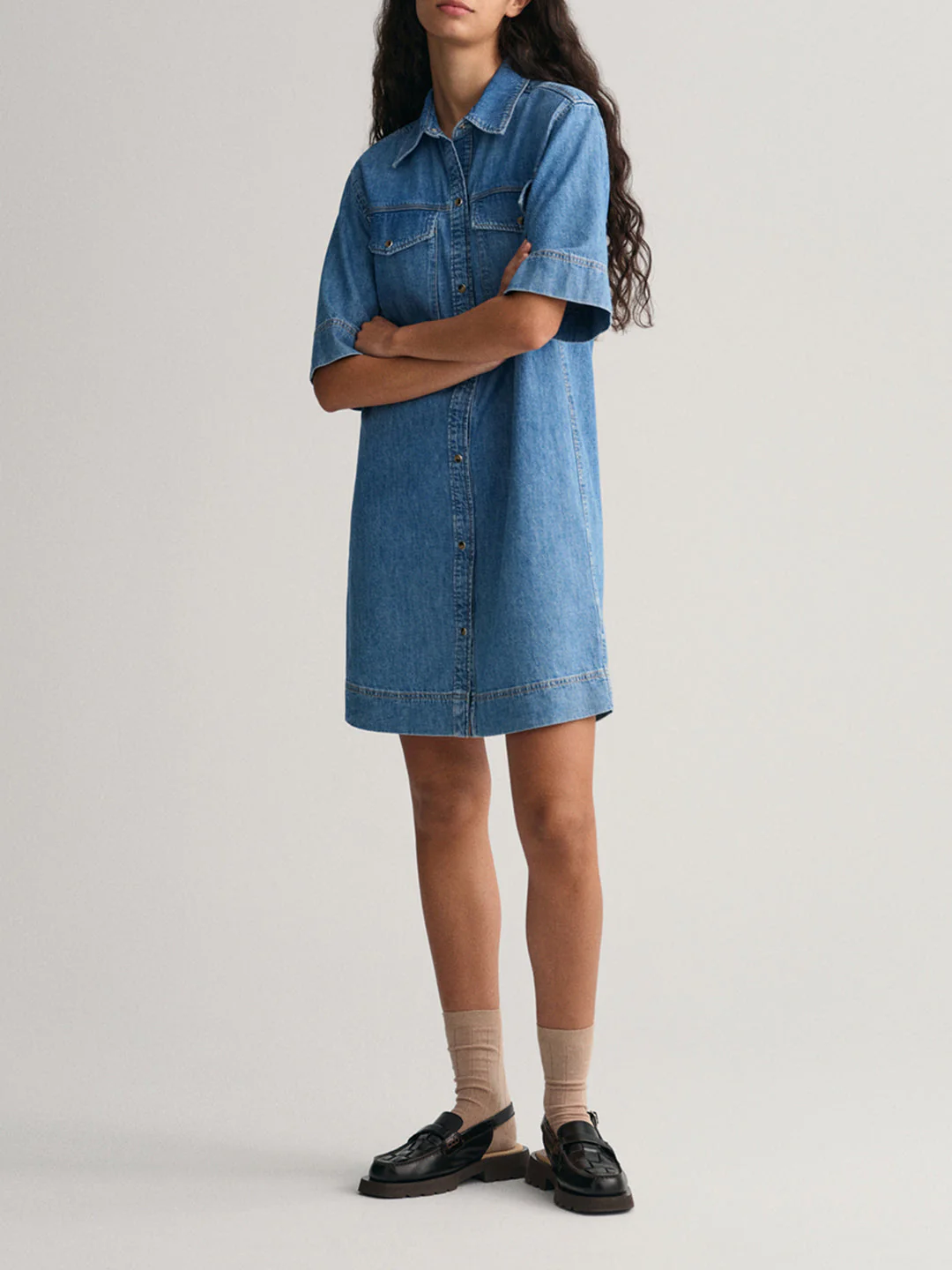 Gant Women Indigo Solid Collar Dress - Image 4