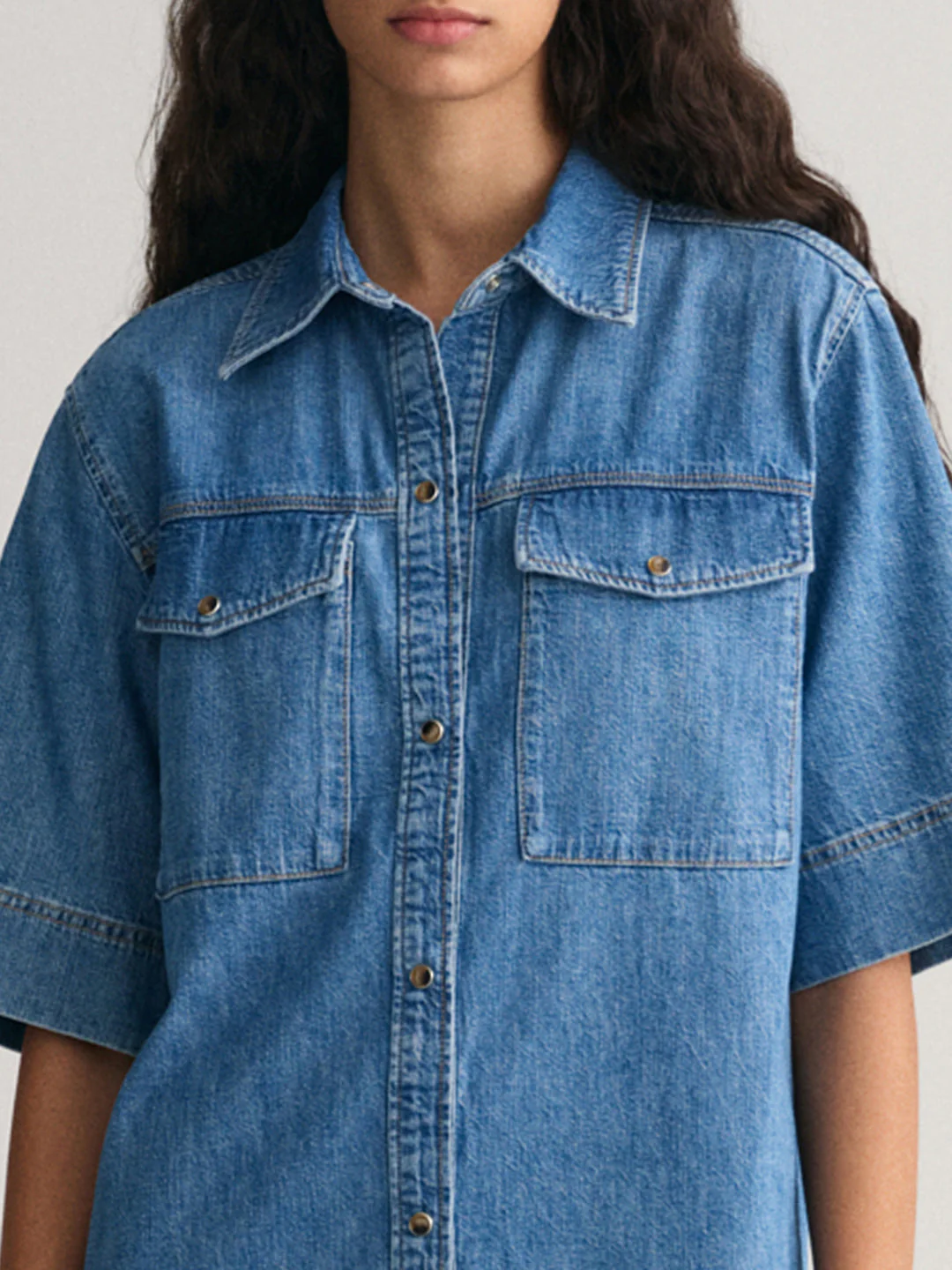 Gant Women Indigo Solid Collar Dress - Image 5