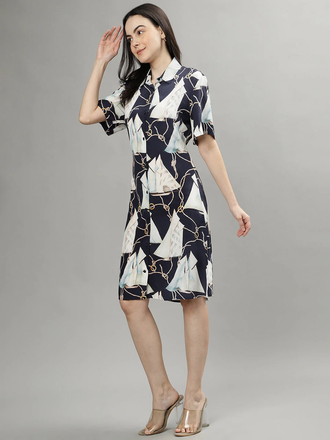 Gant Women Printed Spread Collar Short Sleeves Shirt Dress - Image 2