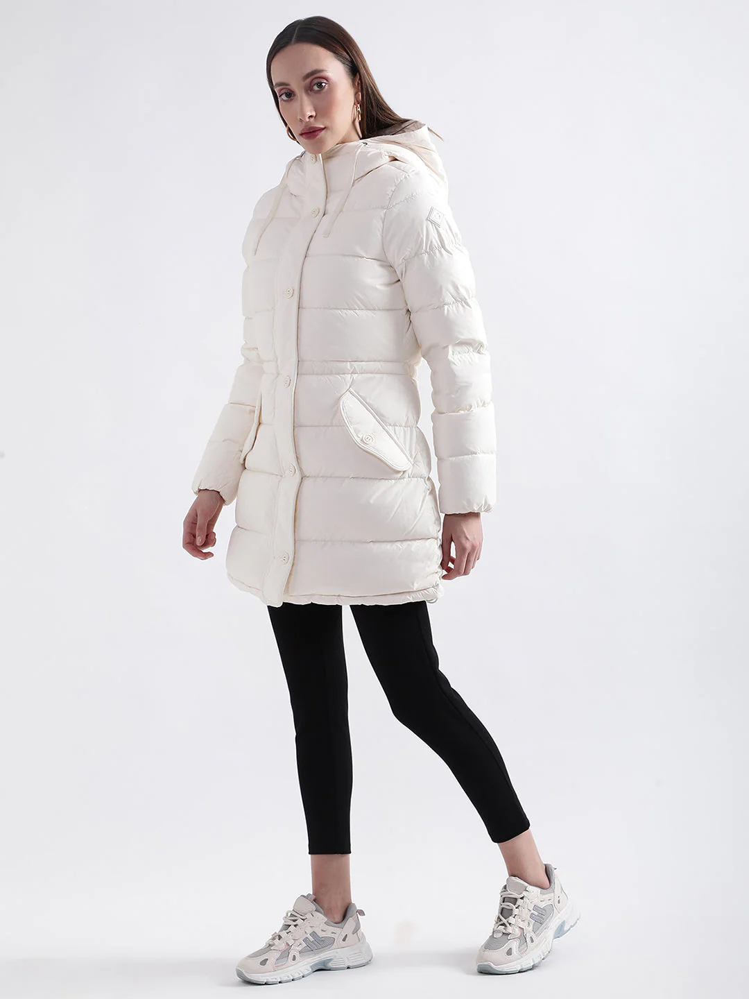 Gant Women Off White Solid Collar Overcoat - Image 3