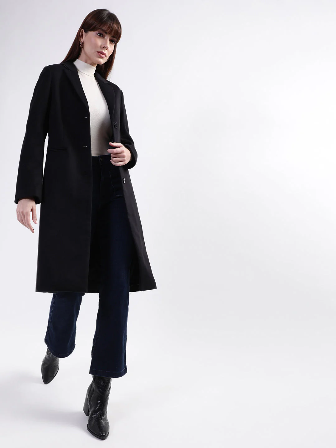 Gant Women Black Solid Collar Overcoat - Image 2