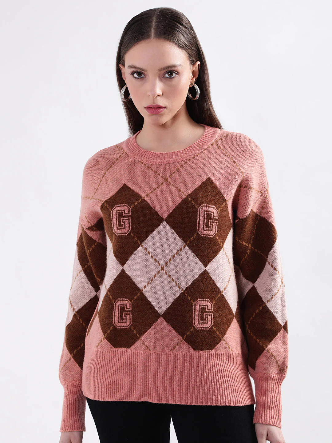 Gant Women Pink Printed Round Neck Sweater - Image 2