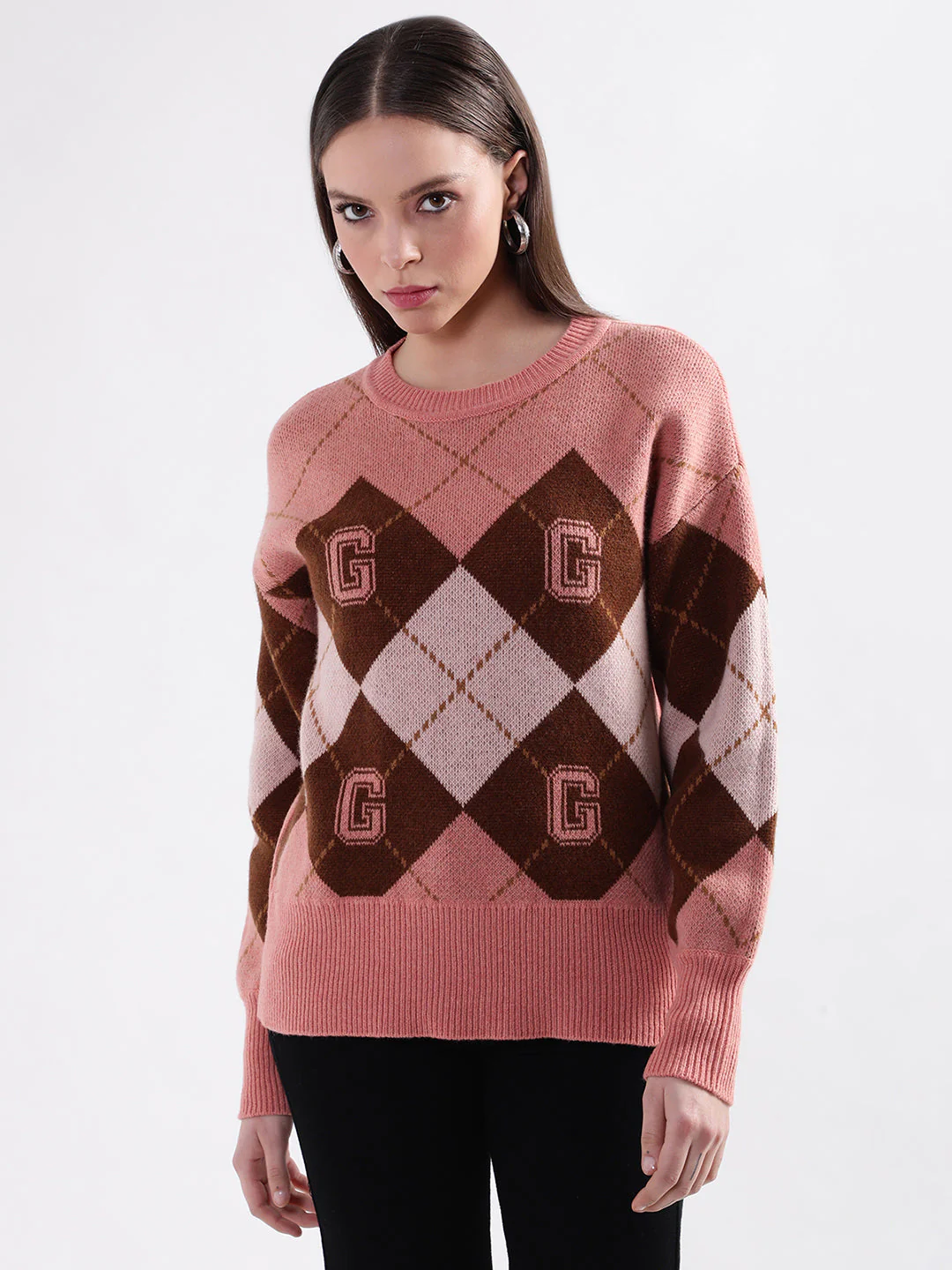 Gant Women Pink Printed Round Neck Sweater - Image 5