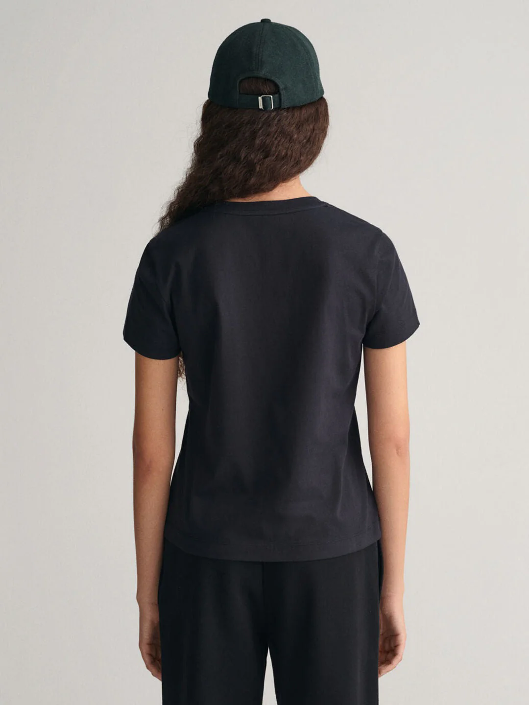 Gant Women Black Solid Round Neck Short Sleeves T-shirt - Image 2