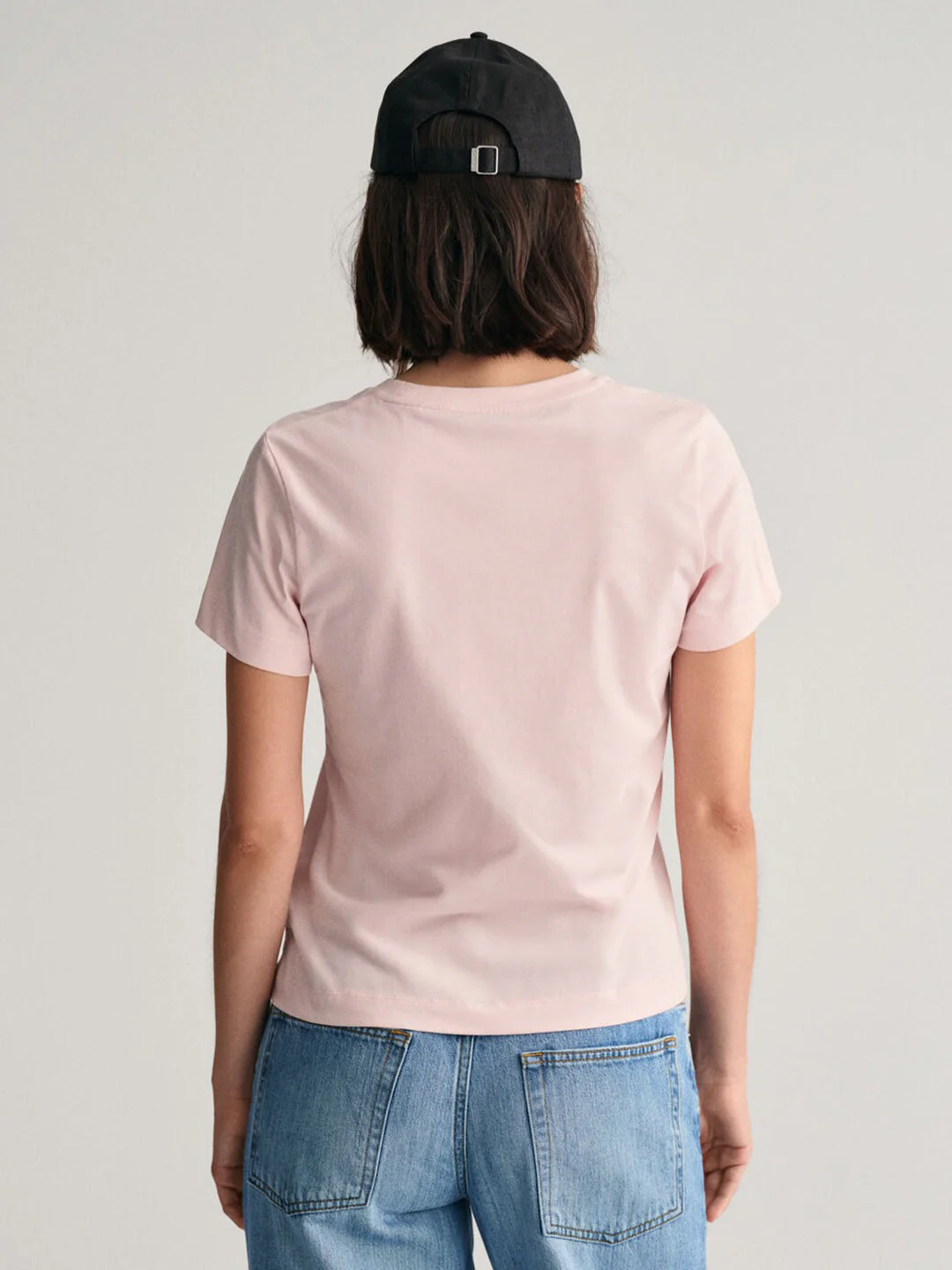 Gant Women Pink Solid Round Neck Short Sleeves T-shirt - Image 2