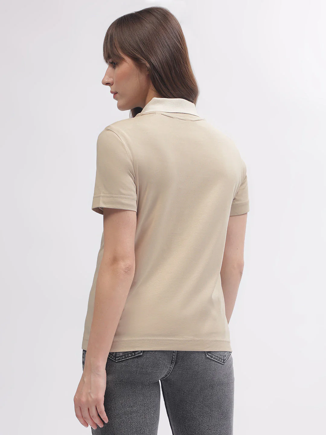Gant Women Brown Solid Round Neck Short Sleeves T-shirt - Image 4