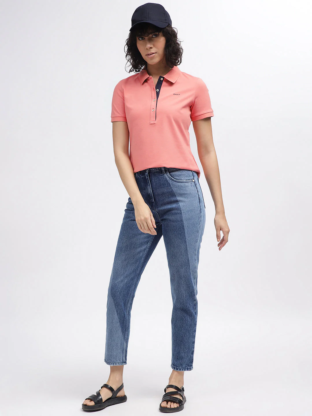 Gant Women Pink Solid Polo Collar Short Sleeves T-Shirt - Image 4