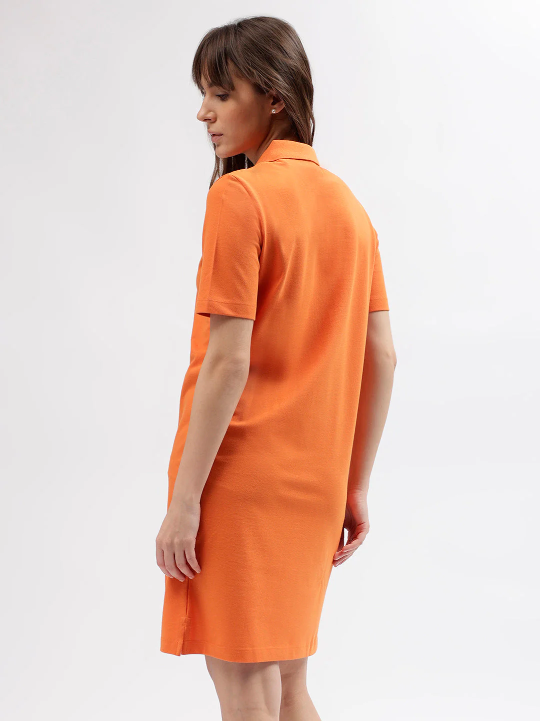 Gant Women Orange Solid Polo Collar Short Sleeves Dress - Image 3