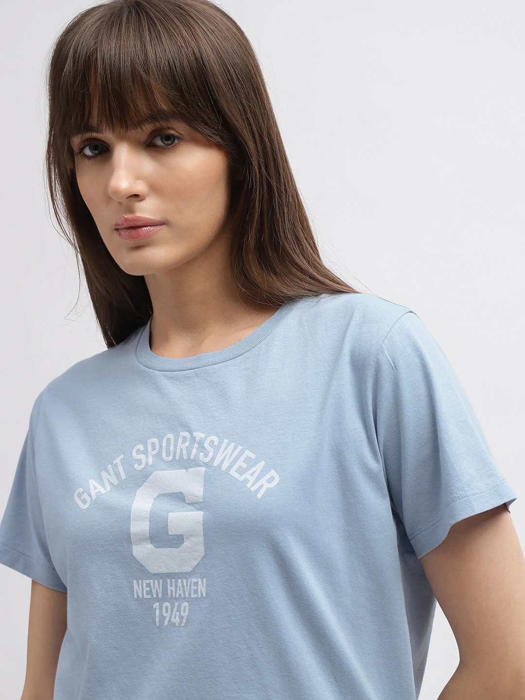 Gant Women Blue Printed Round Neck Short Sleeves T-Shirt - Image 3