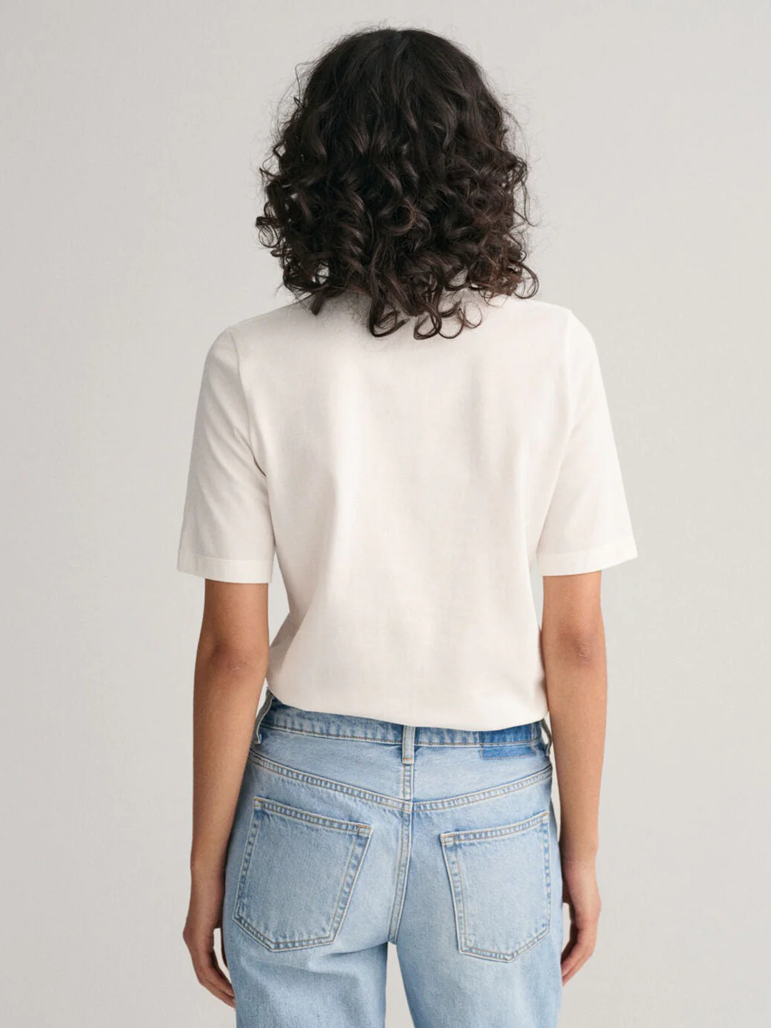 Gant Women White Solid Polo Short Sleeves T-shirt - Image 2