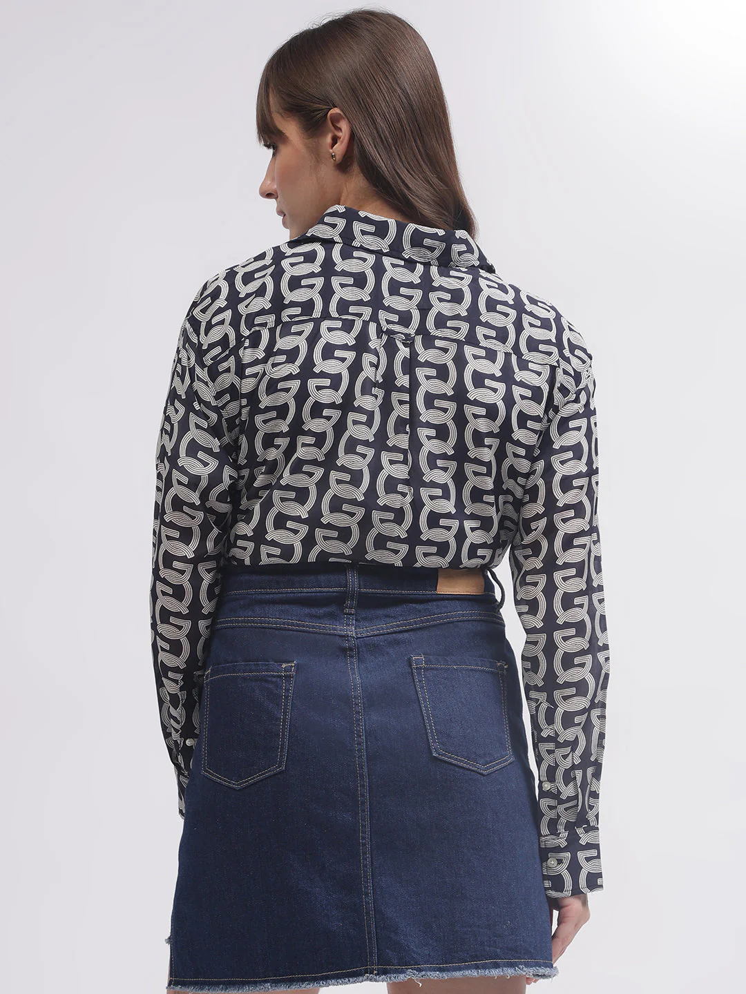 Gant Women Blue Printed Spread Collar Full Sleeves Shirt - Image 4