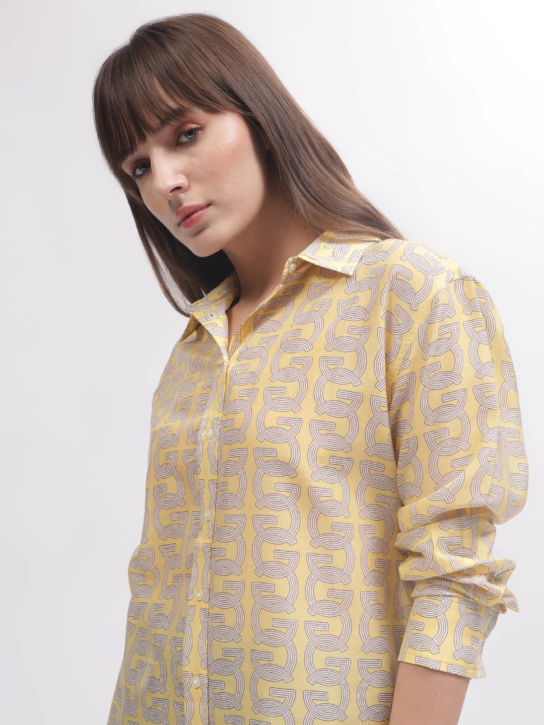 Gant Women Yellow Printed Spread Collar Full Sleeves Shirt - Image 2