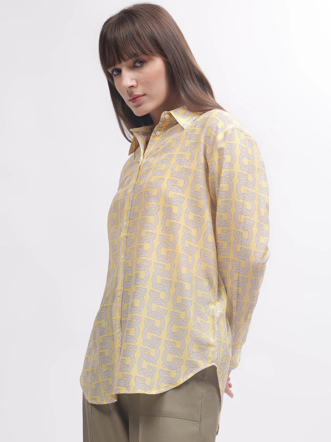 Gant Women Yellow Printed Spread Collar Full Sleeves Shirt - Image 3