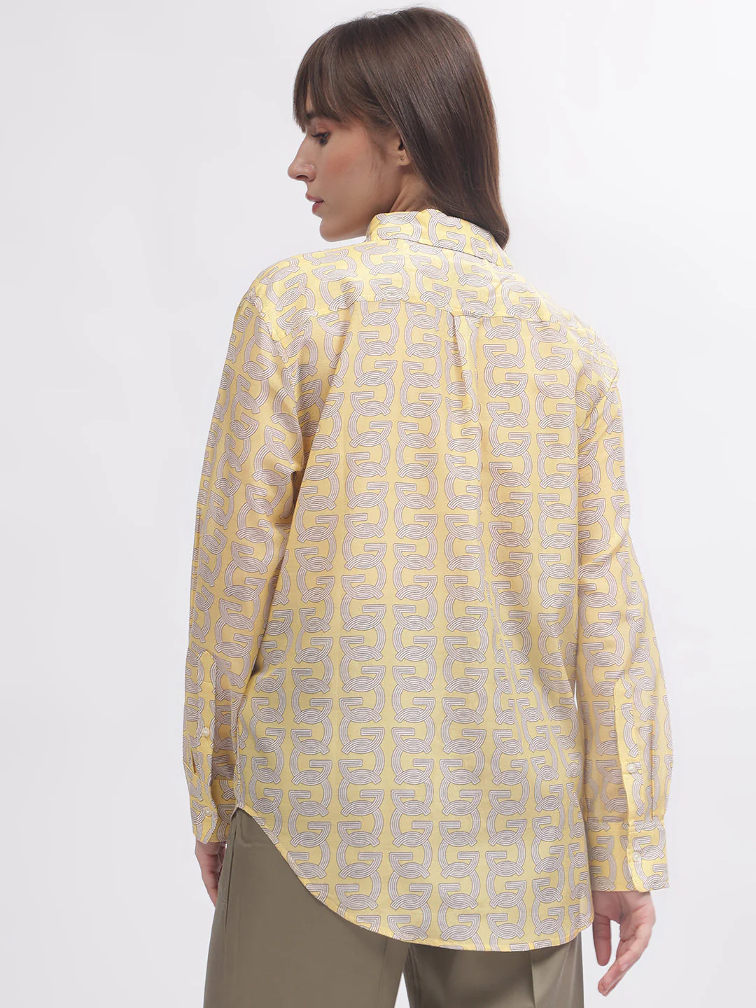 Gant Women Yellow Printed Spread Collar Full Sleeves Shirt - Image 4