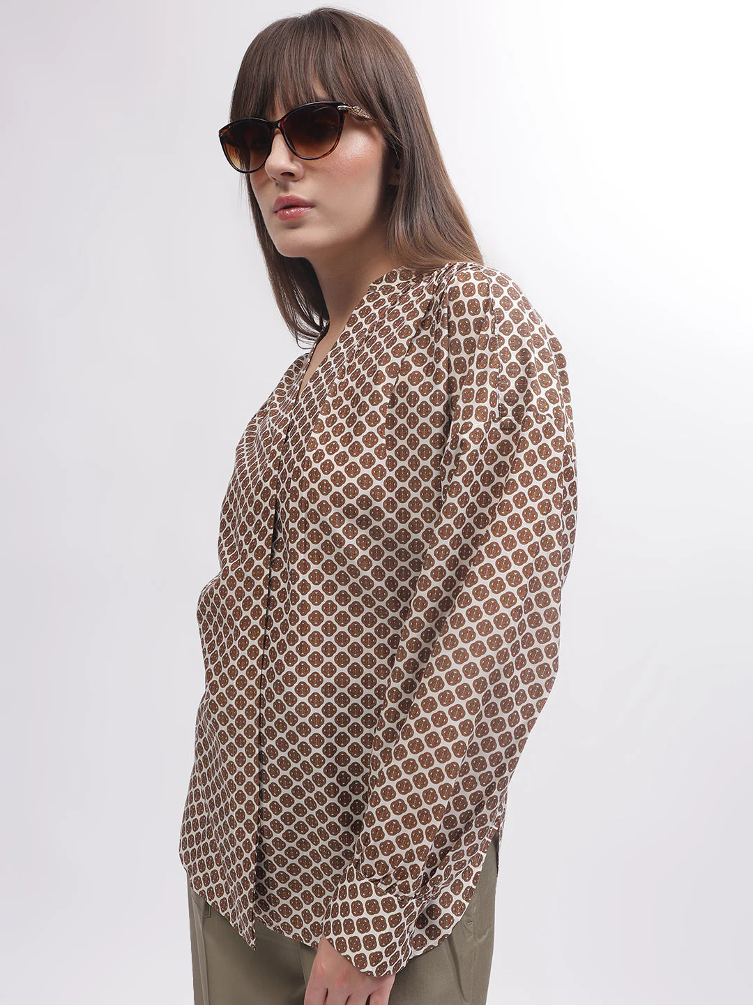 Gant Women Multi Printed Band Collar Full Sleeves Shirt - Image 2