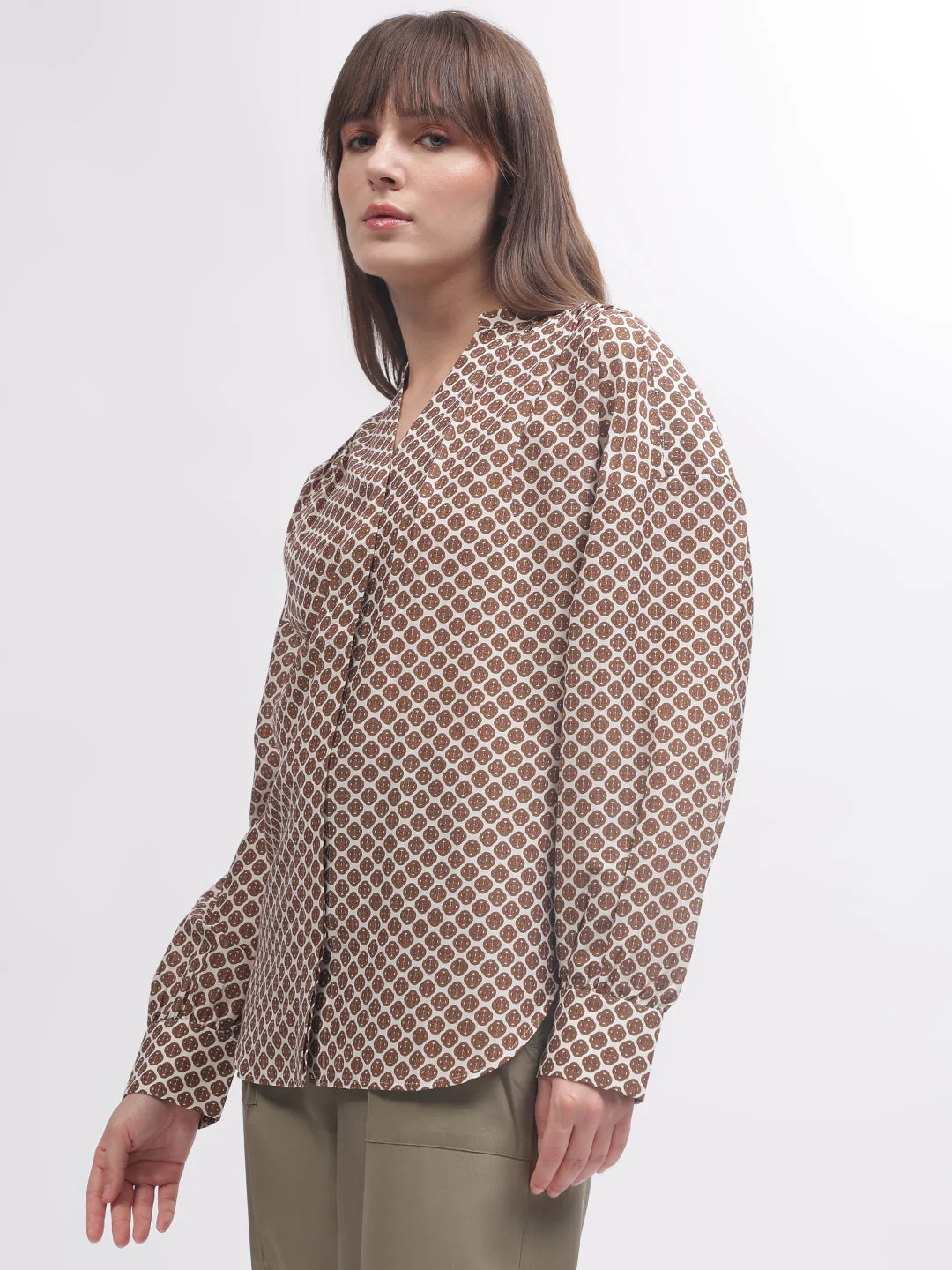 Gant Women Multi Printed Band Collar Full Sleeves Shirt - Image 3