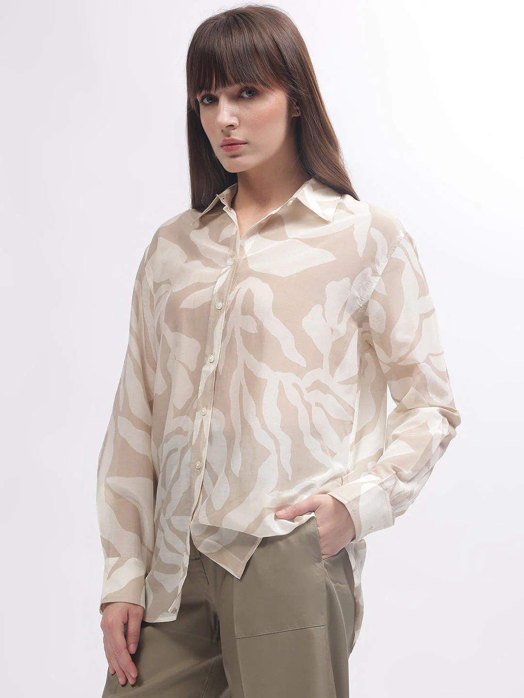 Gant Women Brown Printed Full Sleeves Shirt - Image 3