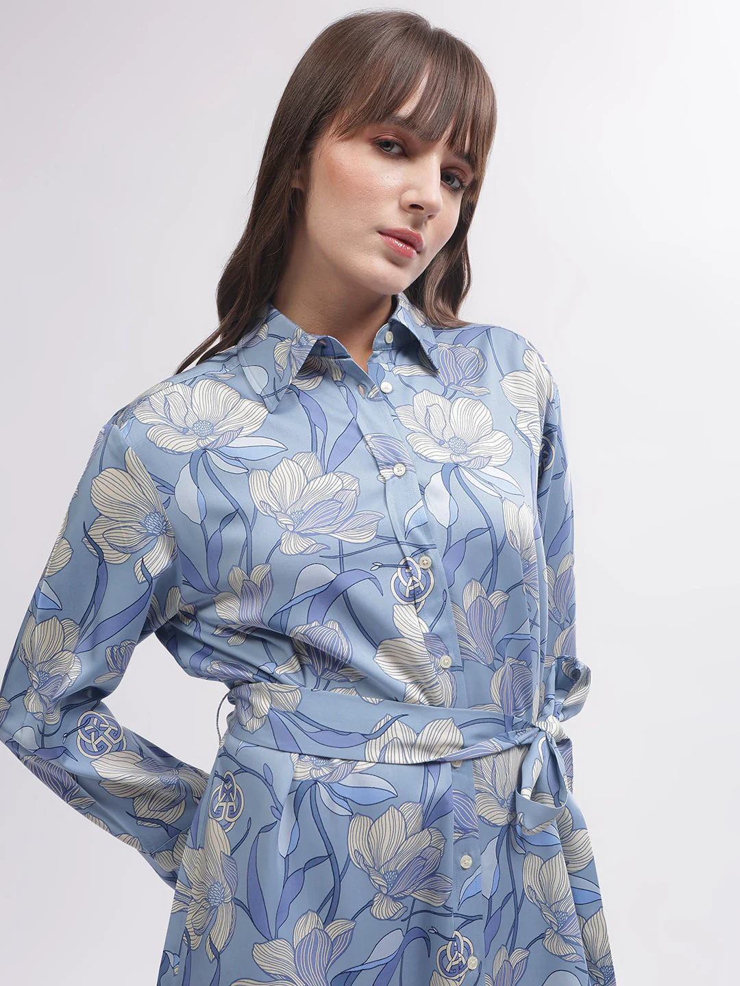 Gant Women Blue Printed Shirt Collar Full Sleeves Dress - Image 2