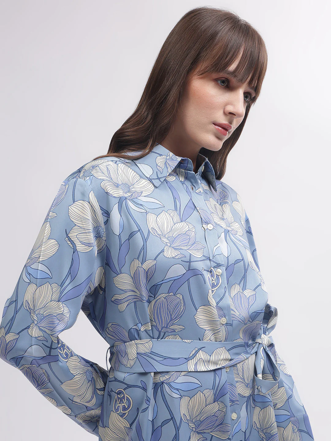 Gant Women Blue Printed Shirt Collar Full Sleeves Dress - Image 6