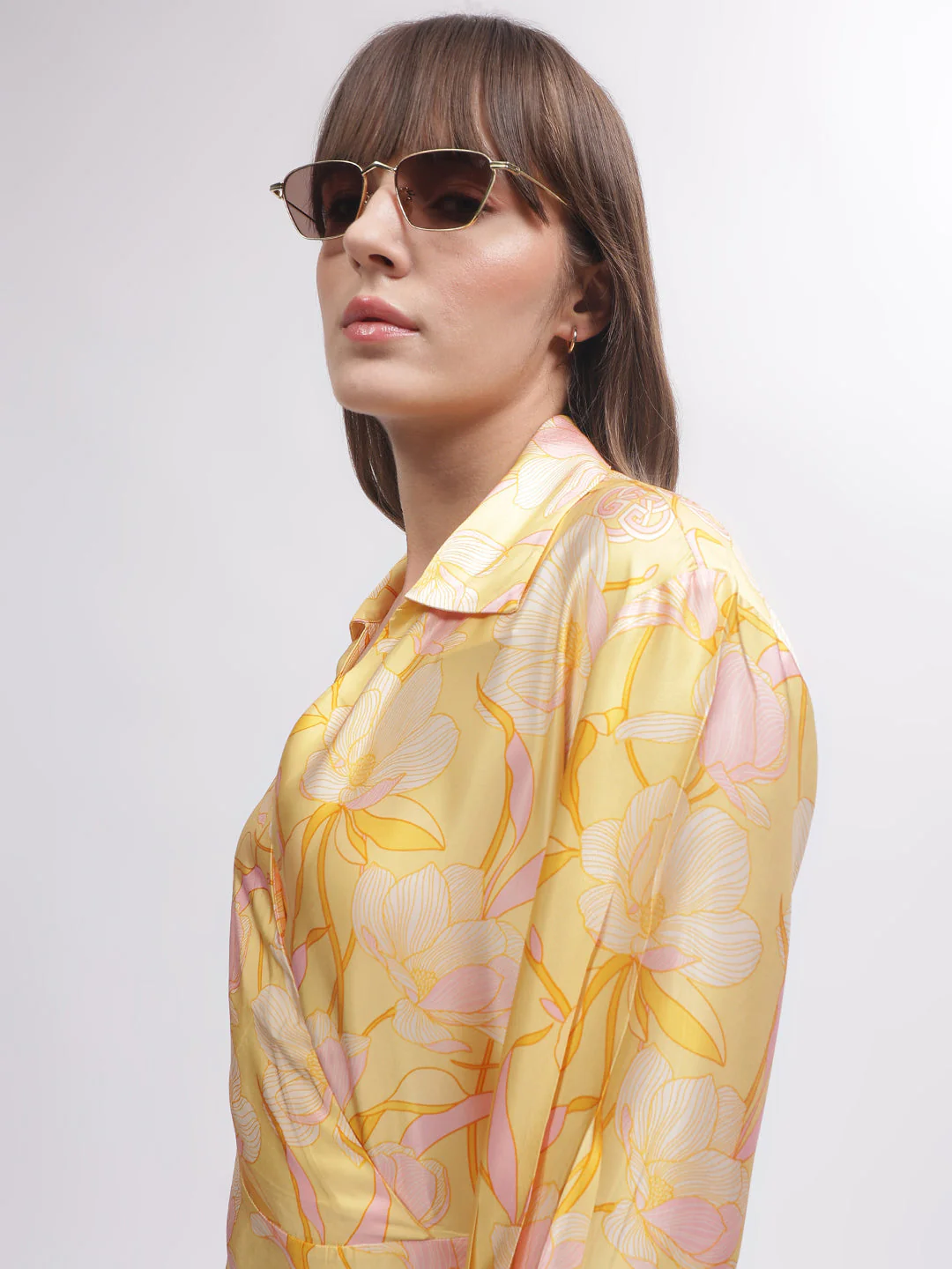 Gant Women Yellow Printed Shirt Collar Full Sleeves Dress - Image 2