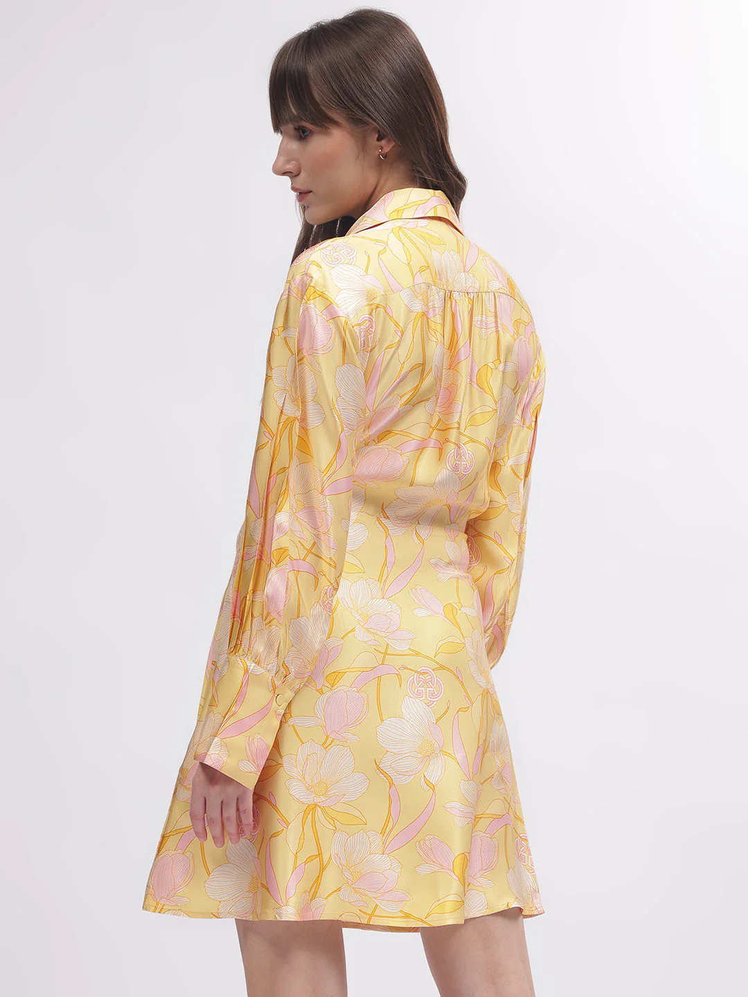 Gant Women Yellow Printed Shirt Collar Full Sleeves Dress - Image 4