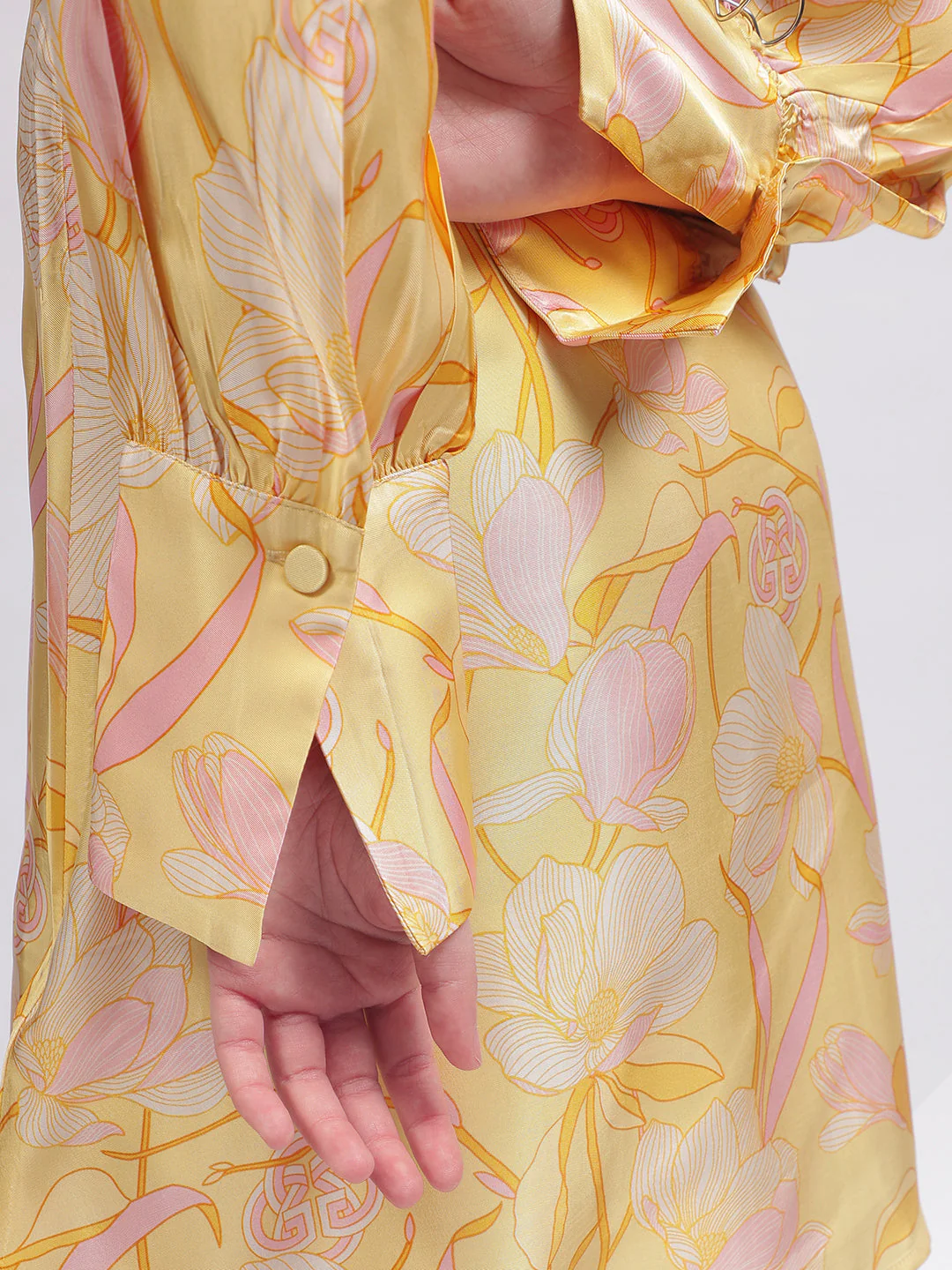 Gant Women Yellow Printed Shirt Collar Full Sleeves Dress - Image 6