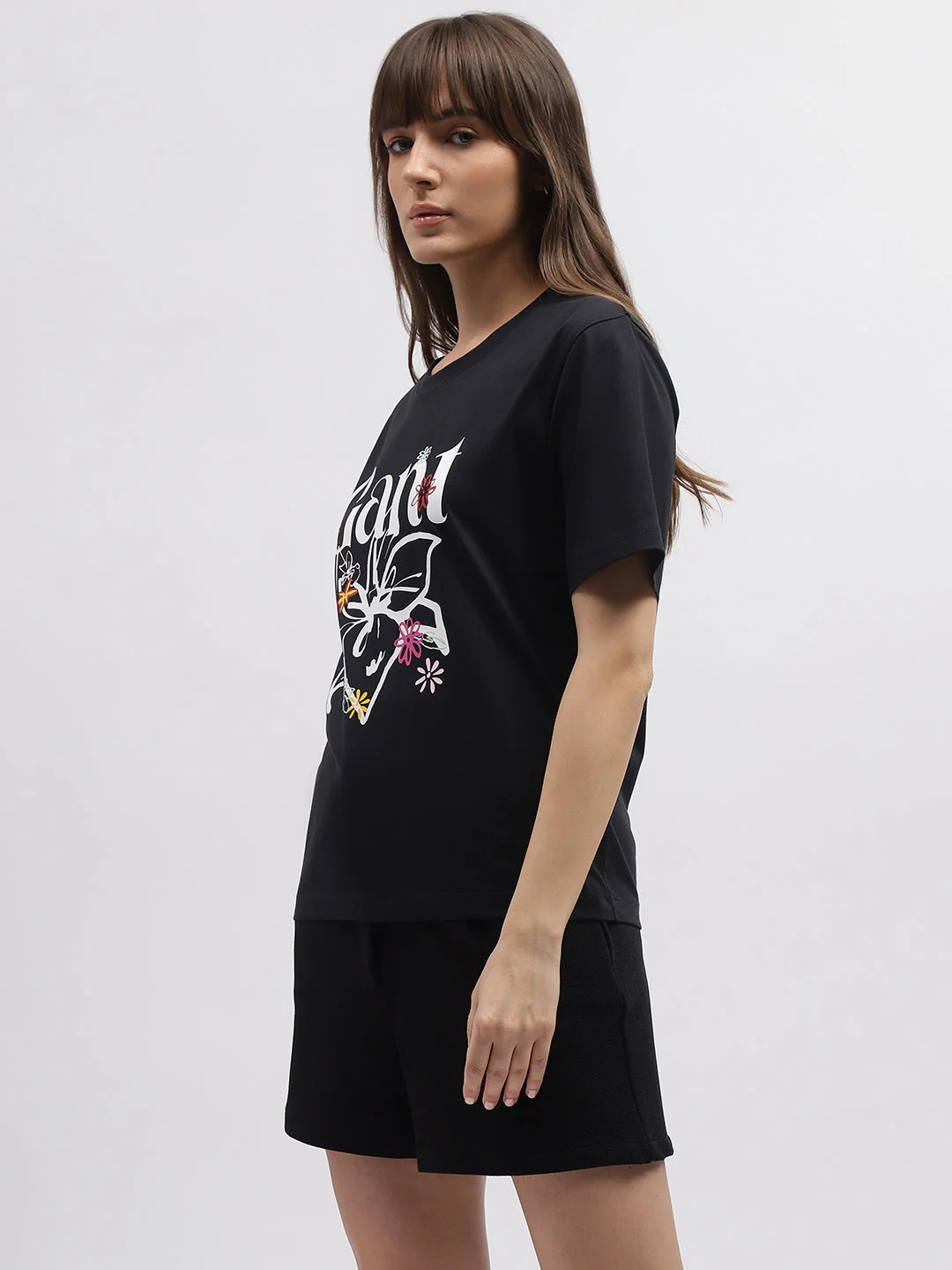 Gant Women Black Printed Round Neck Short Sleeves T-Shirt - Image 2
