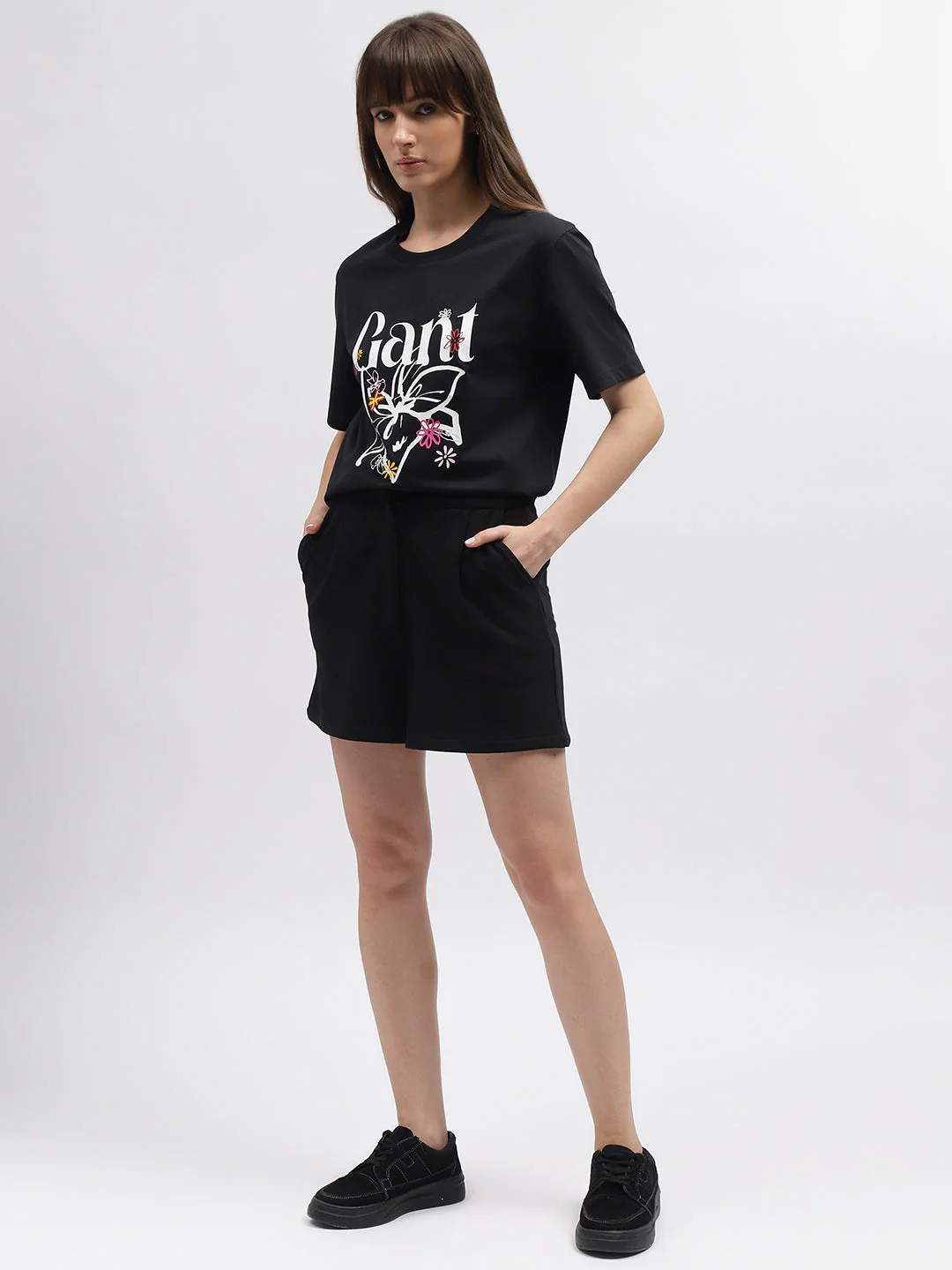 Gant Women Black Printed Round Neck Short Sleeves T-Shirt - Image 4
