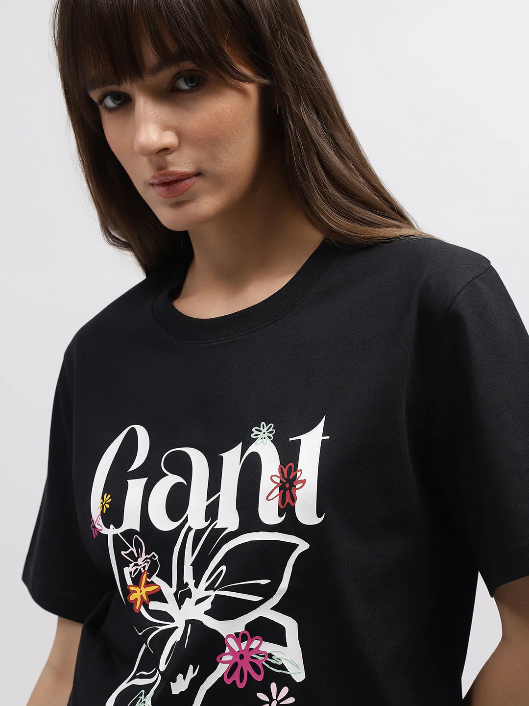 Gant Women Black Printed Round Neck Short Sleeves T-Shirt - Image 6