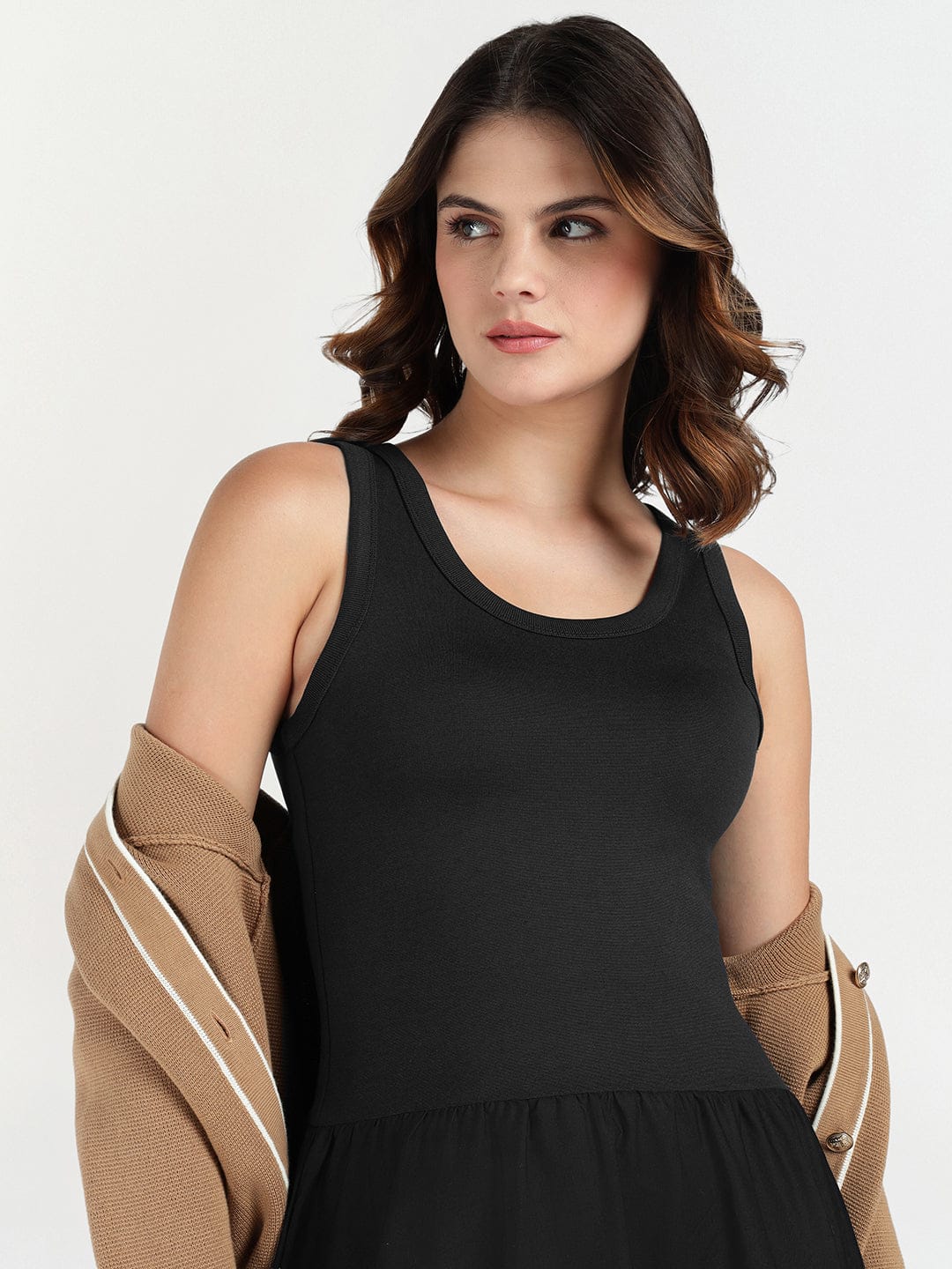 Gant Women Black Solid Crew Neck Dress - Image 4