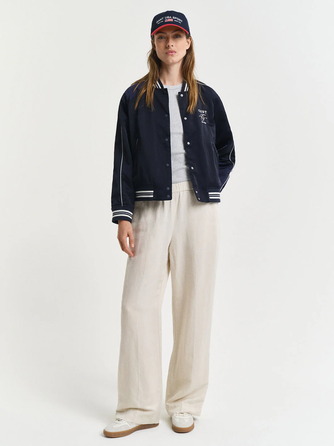 Gant Women Beige Relaxed Fit Wide Leg Trouser - Image 3