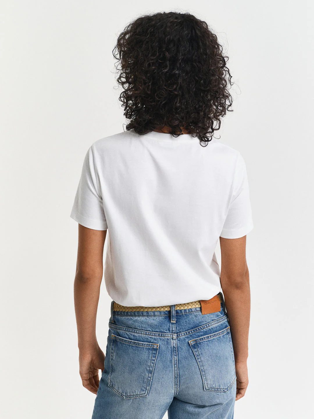 Gant Women White Round Neck Short Sleeves T-Shirt - Image 2