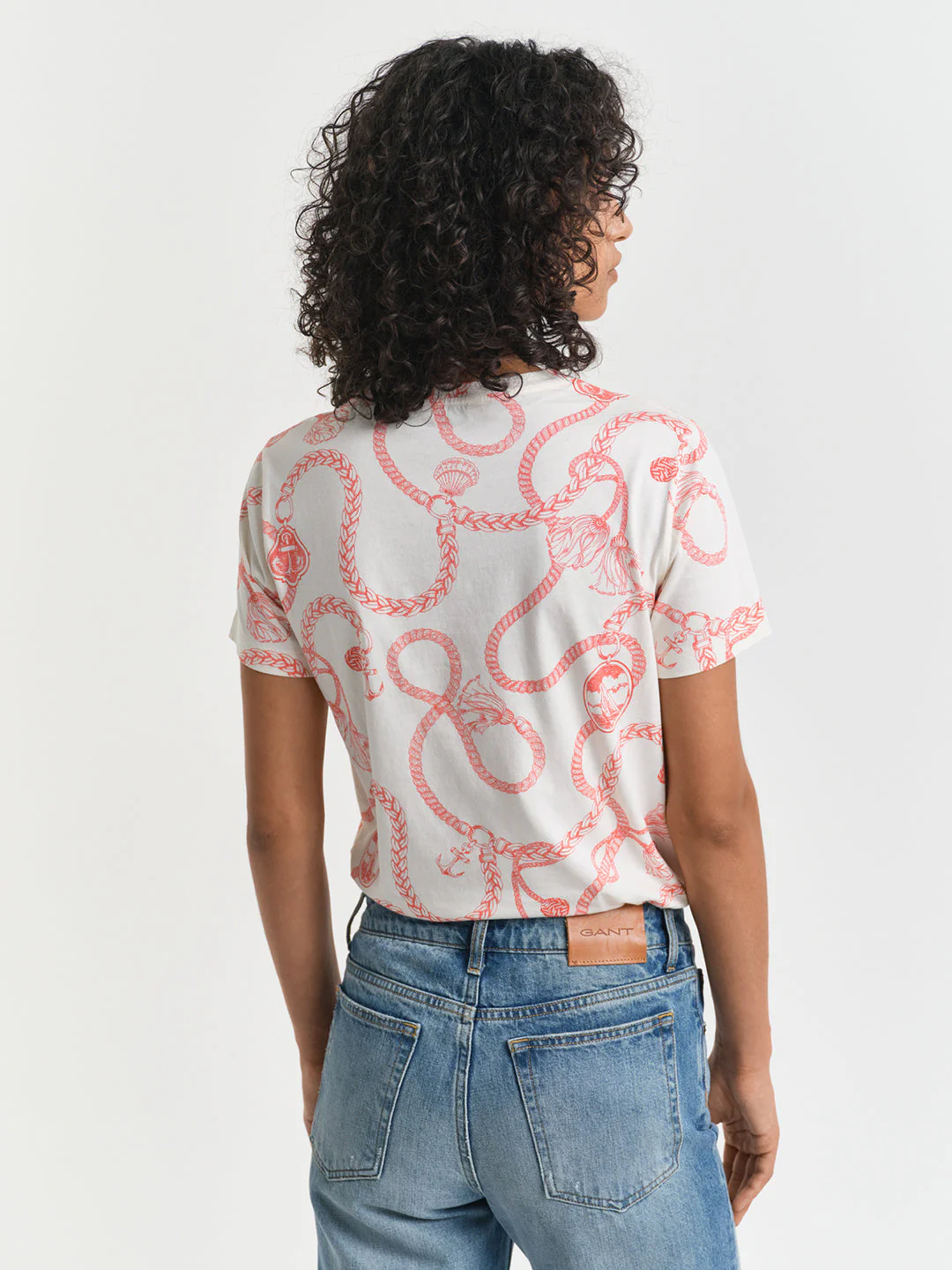 Gant Women Red Round Neck Short Sleeves T-Shirt - Image 2