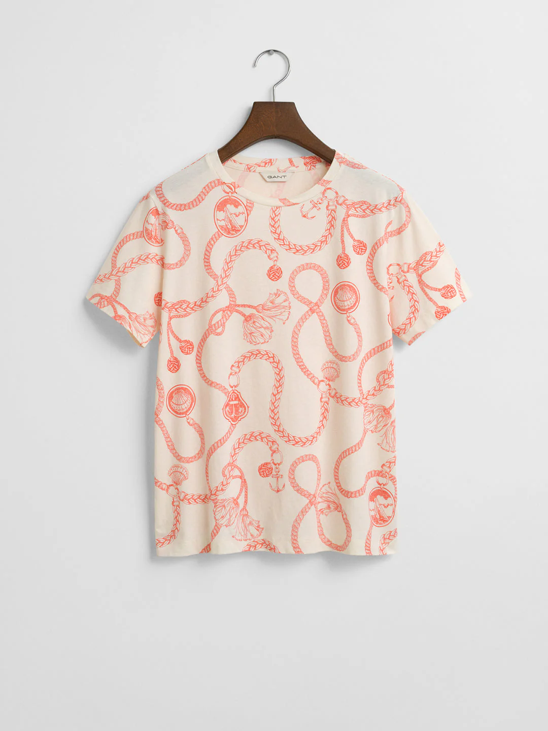 Gant Women Red Round Neck Short Sleeves T-Shirt - Image 5