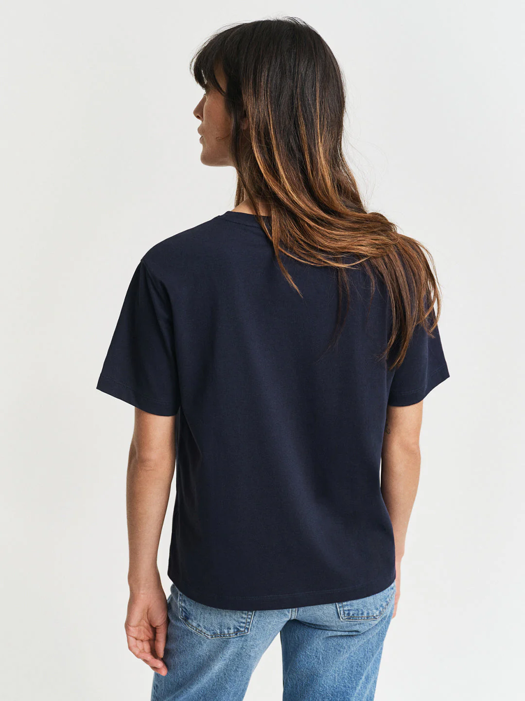 Gant Women Navy Blue Printed Round Neck Short Sleeves T-Shirt - Image 2