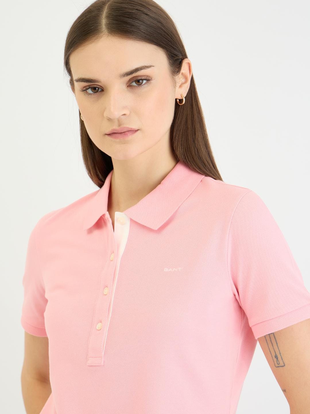Gant Women Pink Solid Polo Tshirt - Image 4