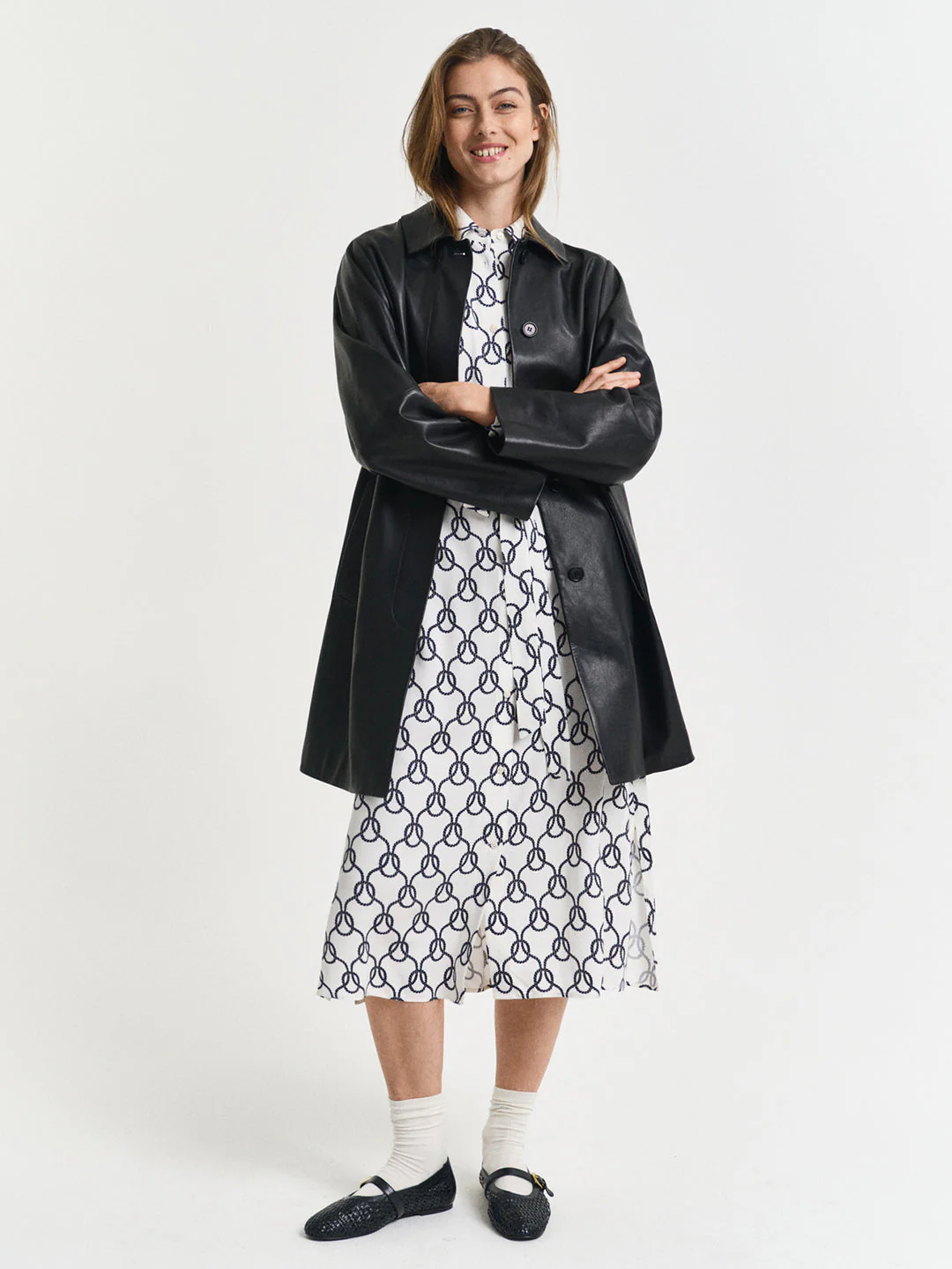 Gant Women White Shirt Collar Full Sleeves Dress - Image 3
