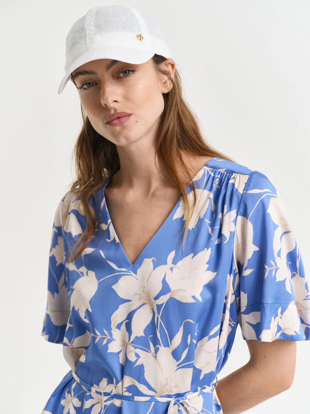 Gant Women Blue V-Neck Short Sleeves A-Line Dress - Image 4