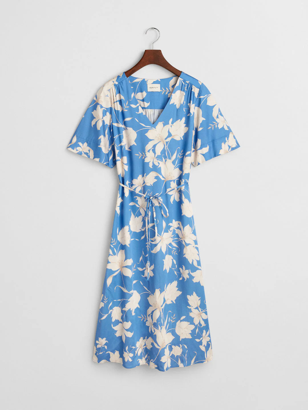 Gant Women Blue V-Neck Short Sleeves A-Line Dress - Image 7