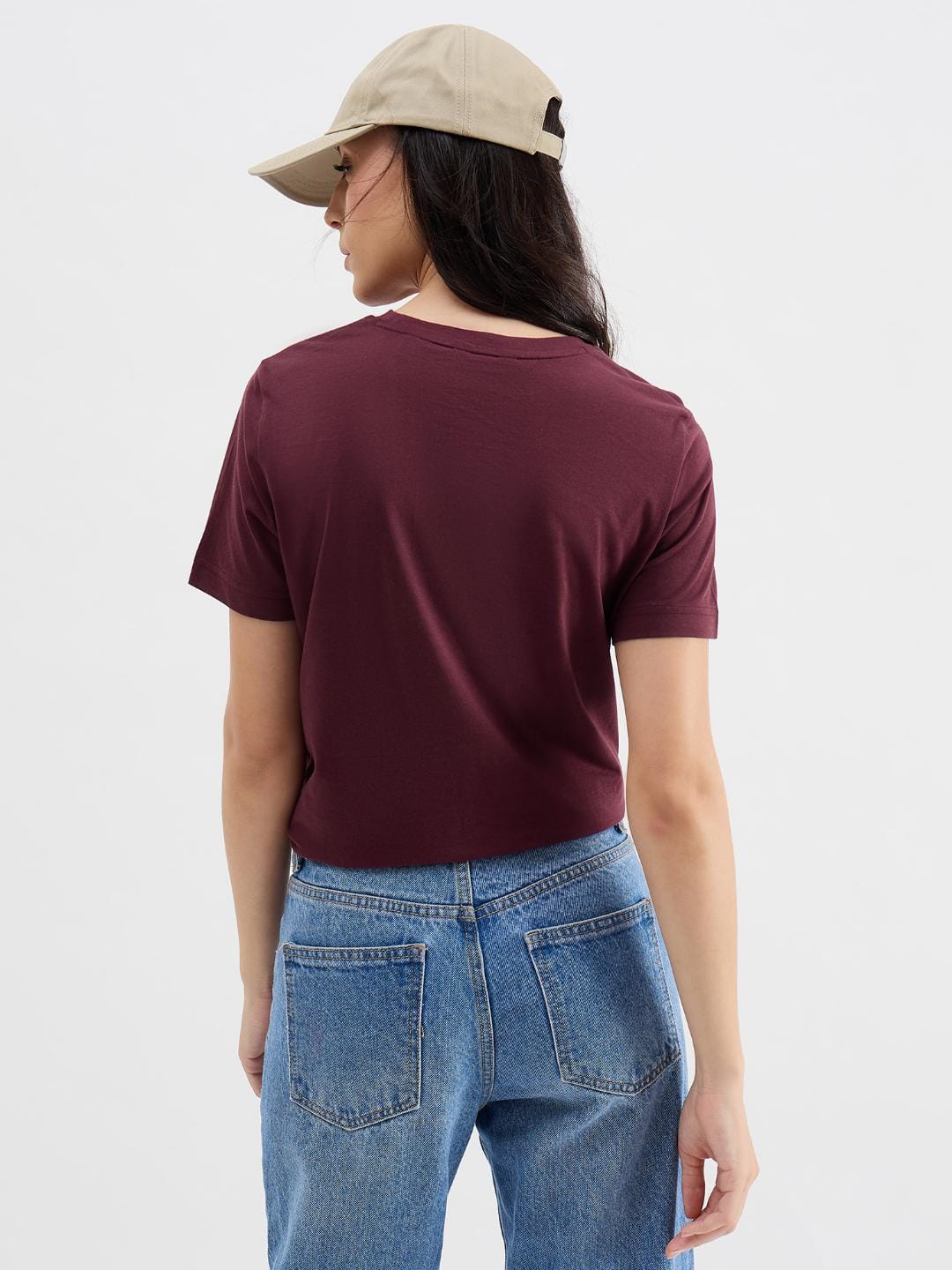 Gant Women Red Solid Crew Neck Tshirt - Image 3